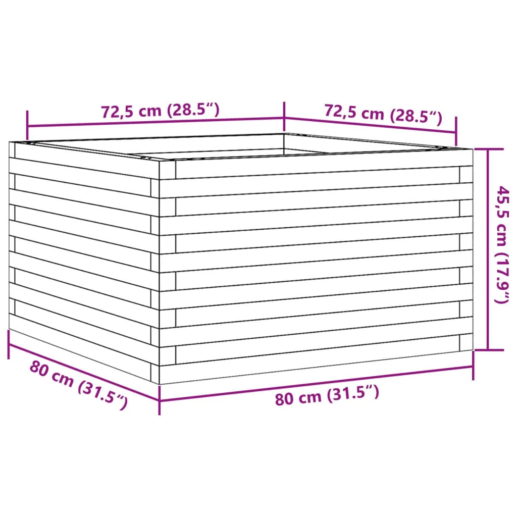 Fioriera rialzata per piante fiori terrazza giardino 80 x 80 x 45,5 cm legno di pino massiccio bianco 02_0037912