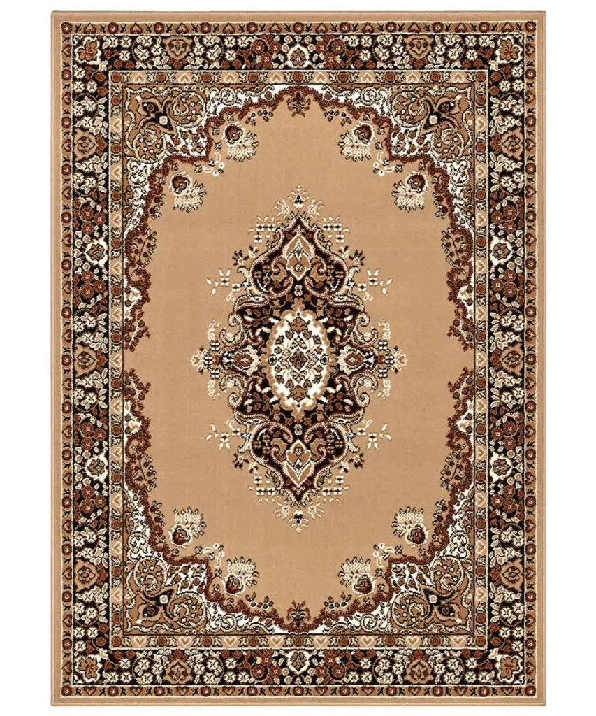 Tappeto P6210 beige cm.240x330 stile orientale persiano, economico resistente facile da pulire
