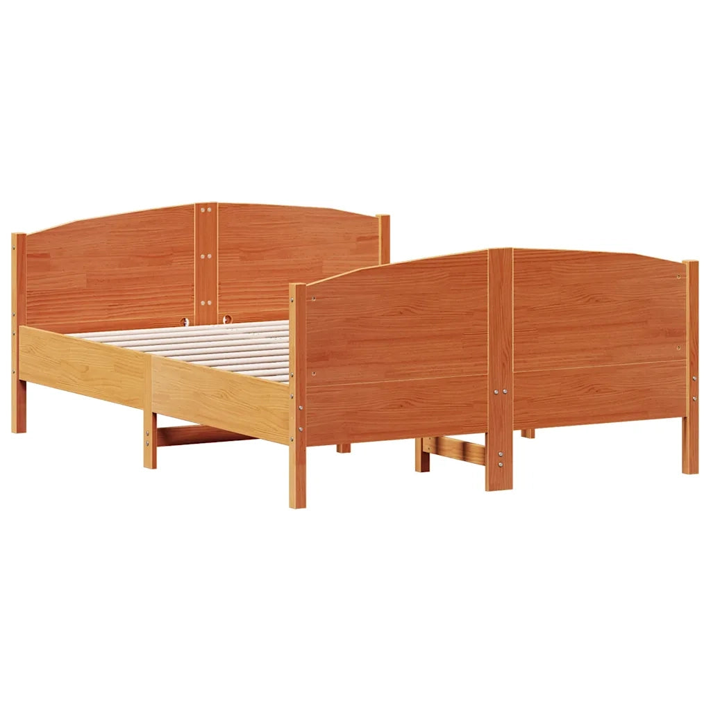 Letto senza Materasso Marrone Cera 140x190 cm in Legno di Pino 3216181