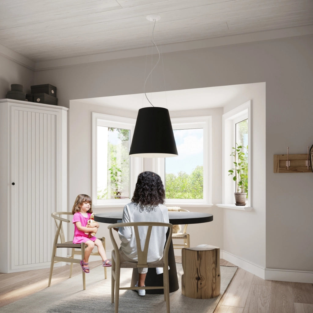 Lampadario moderno nero a 3 luci E27 serie GENEVE 50x50x140 cm