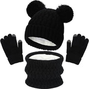 Set di cappello e guanti 3 in 1 - Cappelli - guanti - guanti per donne - bambini - cappello a maglia caldo - guanti touchscreen - accessori invernali per ragazze e ragazzi 2-8 anni - attività estive - bianco