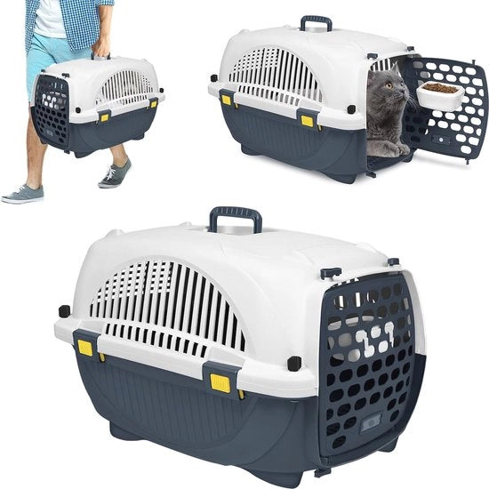 Scatola di trasporto per piccoli cani e gatti - Scatola di trasporto fino a 10 kg, 61 x 37 x 37 cm, Grigio
