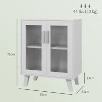 Credenza Moderna Multiuso con 2 Ante Trasparenti e 2 Ripiani, 61x35x75cm, Bianco