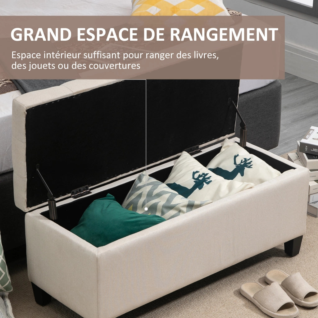 Pouf contenitore con coperchio ¨C zephmum ¨C bianco 100x40x44 cm