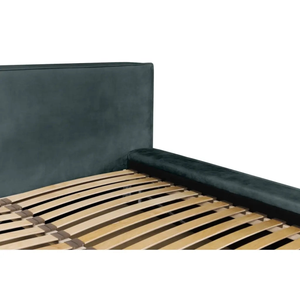 Lit coffre VELORA – Verde smeraldo – 160x200 cm – Tessuto velluto morbido – Rete sollevabile – Contenitore integrato