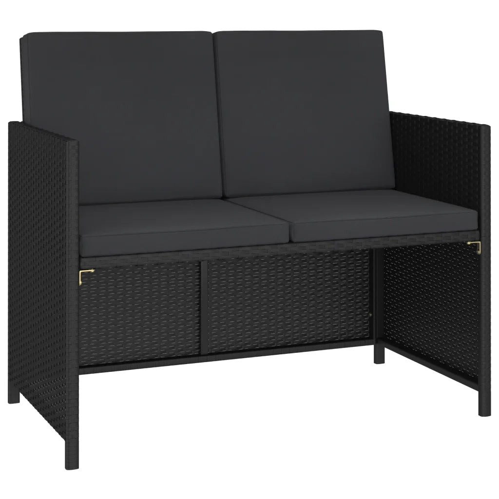 Set da Pranzo da Giardino 6 pz con Cuscini in Polyrattan Nero  cod mxl 37781