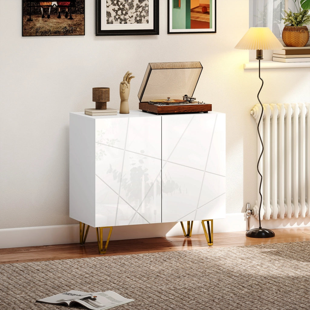 Consolle Ingresso con 2 Ante e Ripiani Aggiustabili per Cucina e Salotto ¨C Zephmum ¨C 80x40x75 cm Bianco