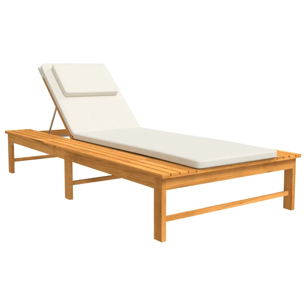 Lettino Cuscino e Guanciale Bianco Crema Legno Massello Acacia 362155