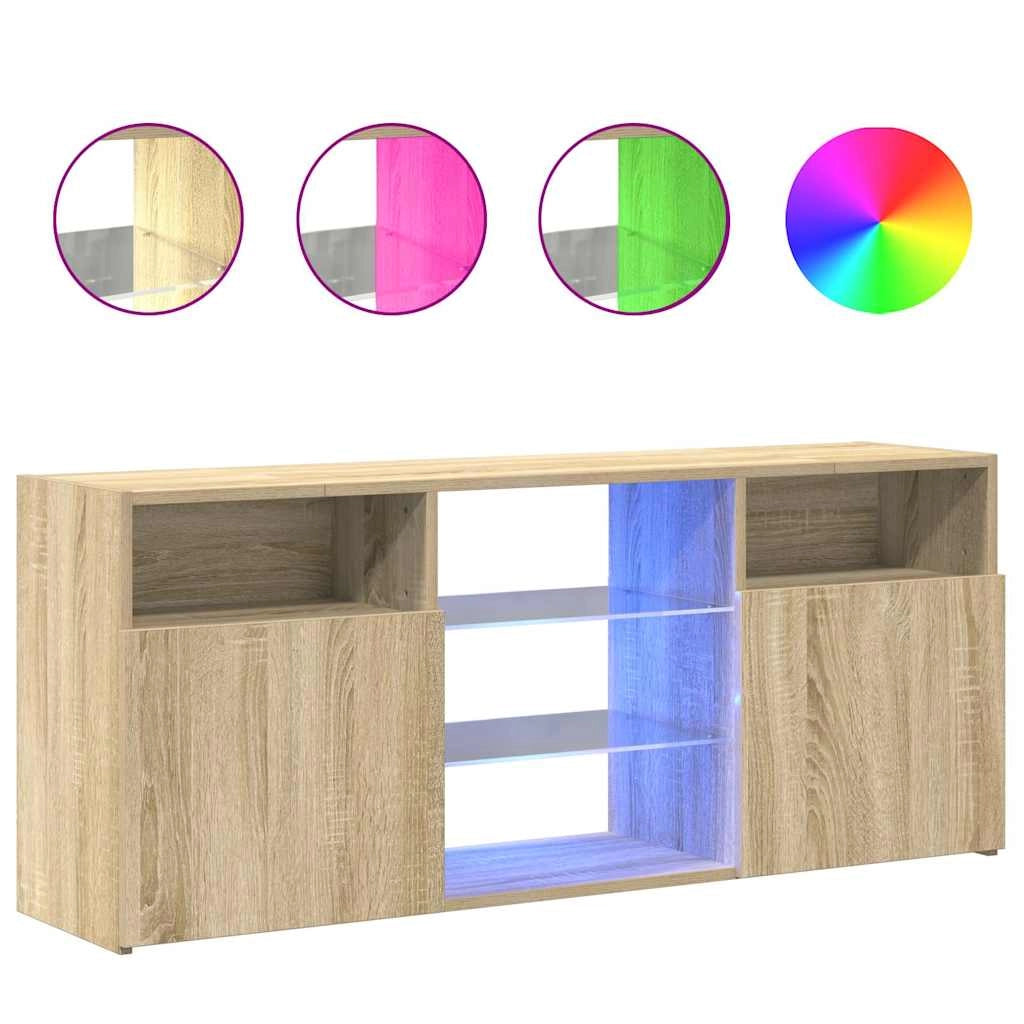 Mobile TV multimediale mensola TV credenza mobile TV sala da pranzo soggiorno camera da letto con luci LED rovere Sonoma 120 x 30 x 50 cm marrone 02_0026755