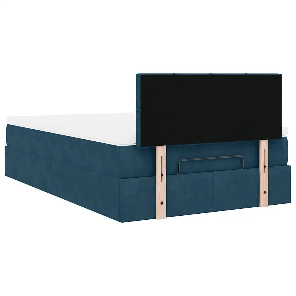Struttura Letto Pouf con Materasso Blu Scuro 120x200 cm Velluto 3312618