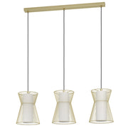Lampadario A Sospensione Moderno Maseta Acciaio Oro Vetro 3 Luci E27