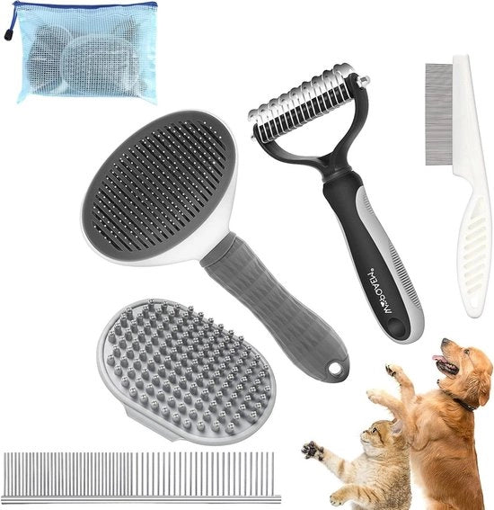 Set di cura del pelo multifunzionale 5 in 1 per cani e gatti da spazzolare autonomamente