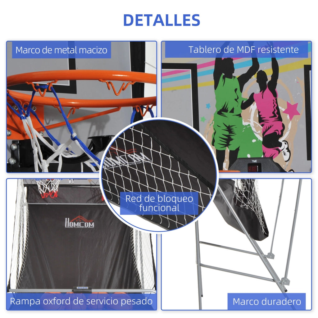 Canestro da Basket Pieghevole ¨C zephmum ¨C Grigio, Acciaio, 205x110x205 cm