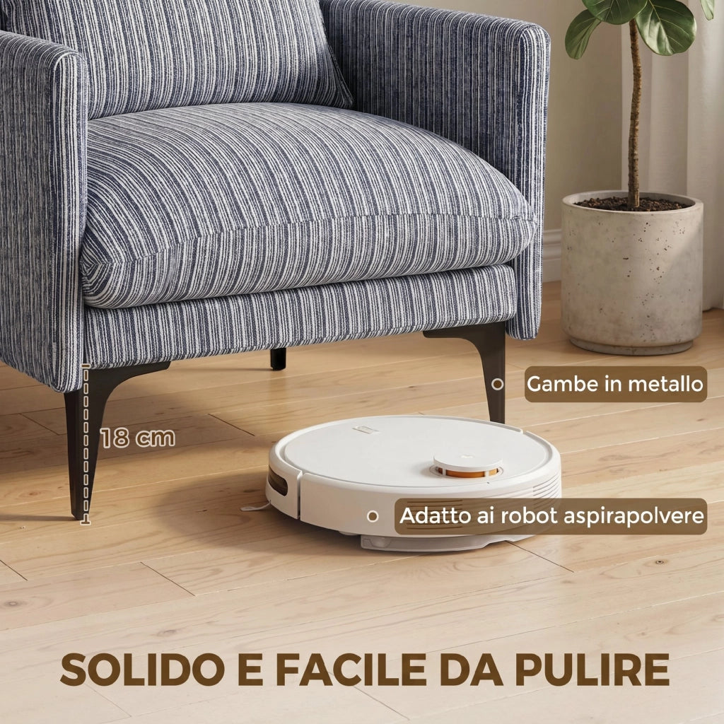 Poltrona Relax Blu in Tessuto con Cuscino Lombare e Braccioli ¨C Zephmum ¨C 100x90x80