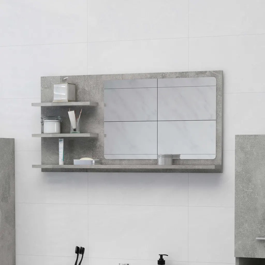 Specchio da bagno-Specchio decorativo Grigio Cemento 90x10,5x45cm Legno Multistrato
