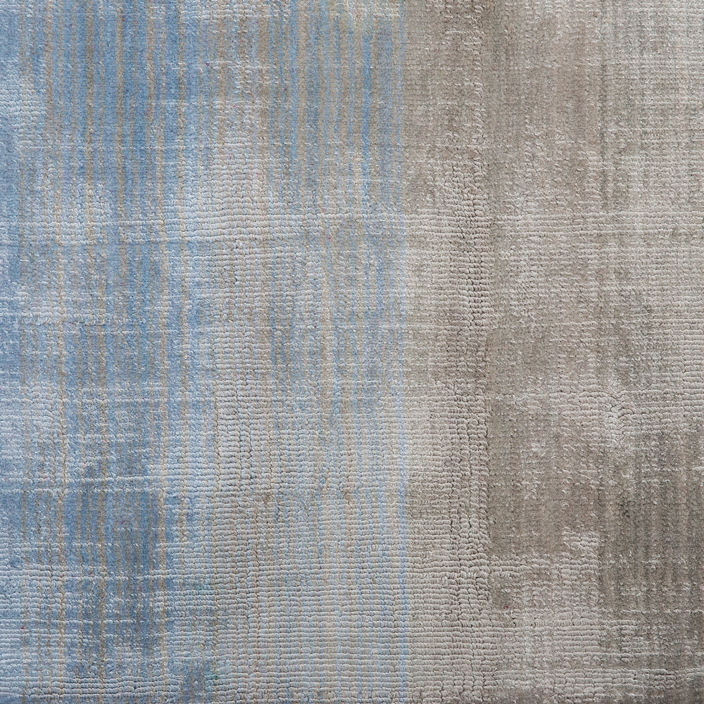 Tappeto Grigio con Blu 140 x 200 cm Effetto Ombre Viscosa Soggiorno Moderno