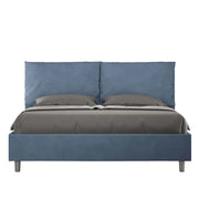 Letto Matrimoniale 160x210 cm con Rete e Contenitore Giroletto con Alzata Comoda Imbottito in Microfibra Antea Blu