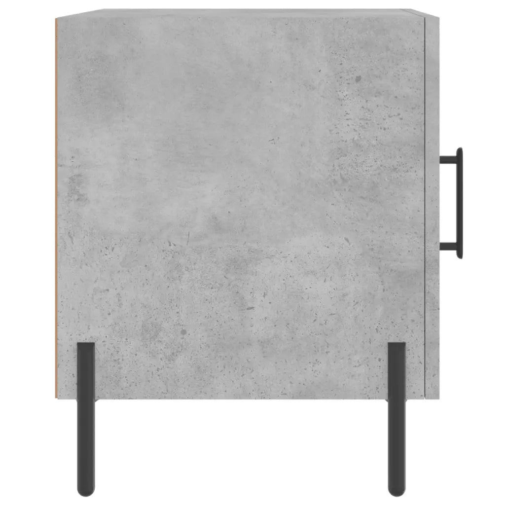 Comodino | Armadio da Notte | Mobiletto da notte Grigio Cemento 40x40x50 cm in Legno Multistrato