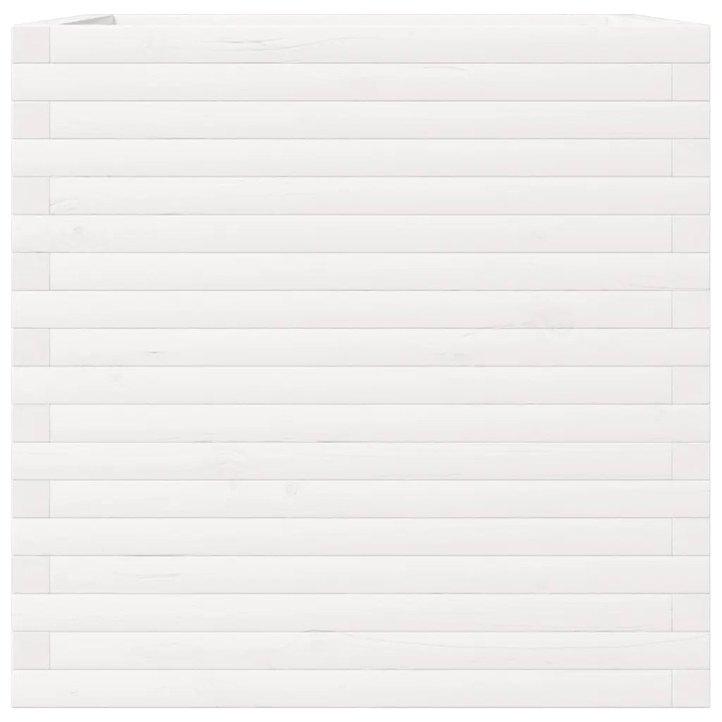 Fioriera da Giardino Bianca 70x70x68,5cm Legno Massello di Pino