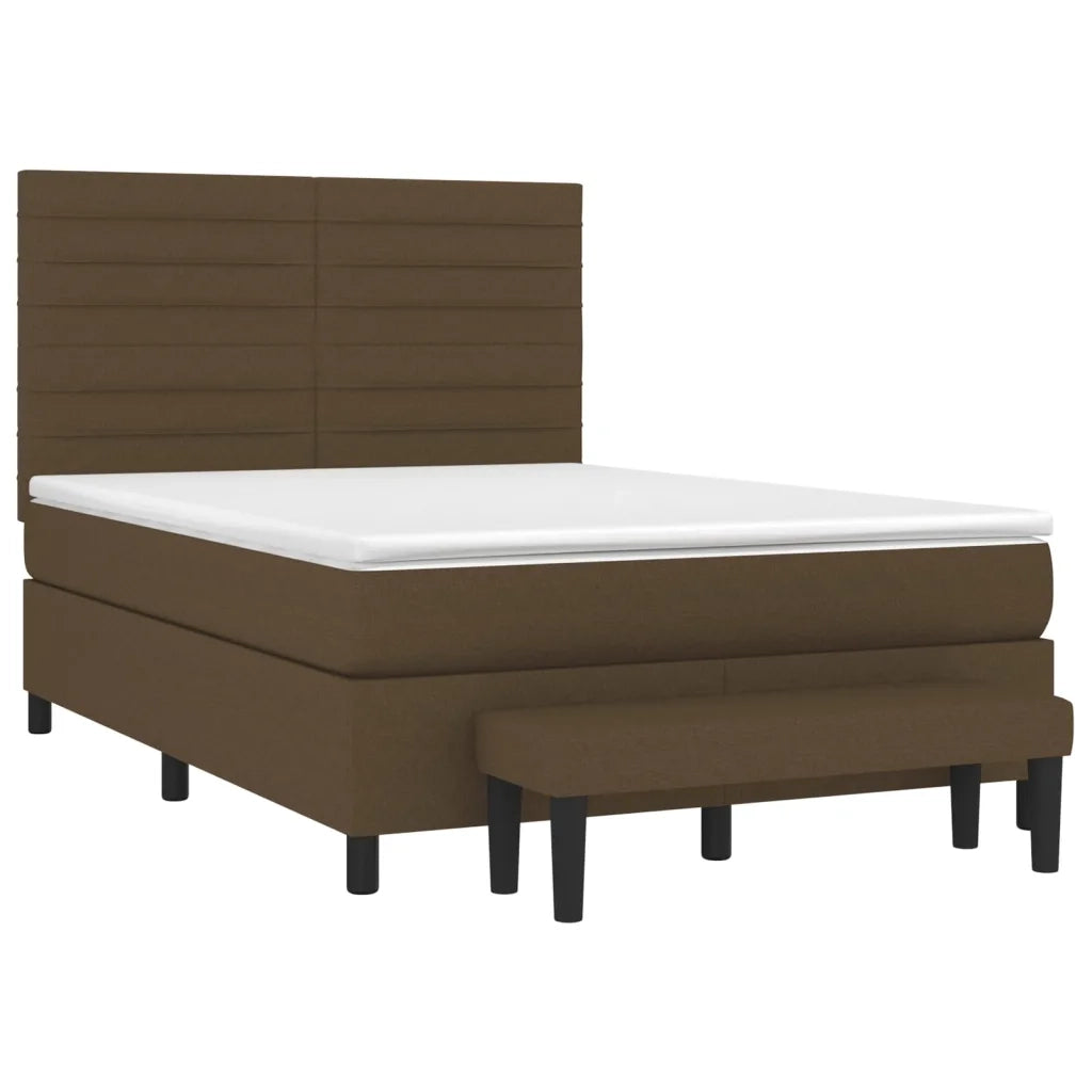 Giroletto a Molle con Materasso Marrone Scuro 140x190cm Tessuto