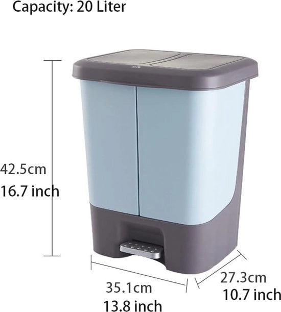 Afvalemmer Reattangolare con Coperchio - Contenitore di Rifiuti Pedalabile per Interno e Esterno - 20 Litri
