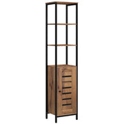 Colonna Bagno Stretto con Anta Lame Ripiani Regolabili ¨C Minimal ¨C 37x30x167 cm Marrone R¨²stico