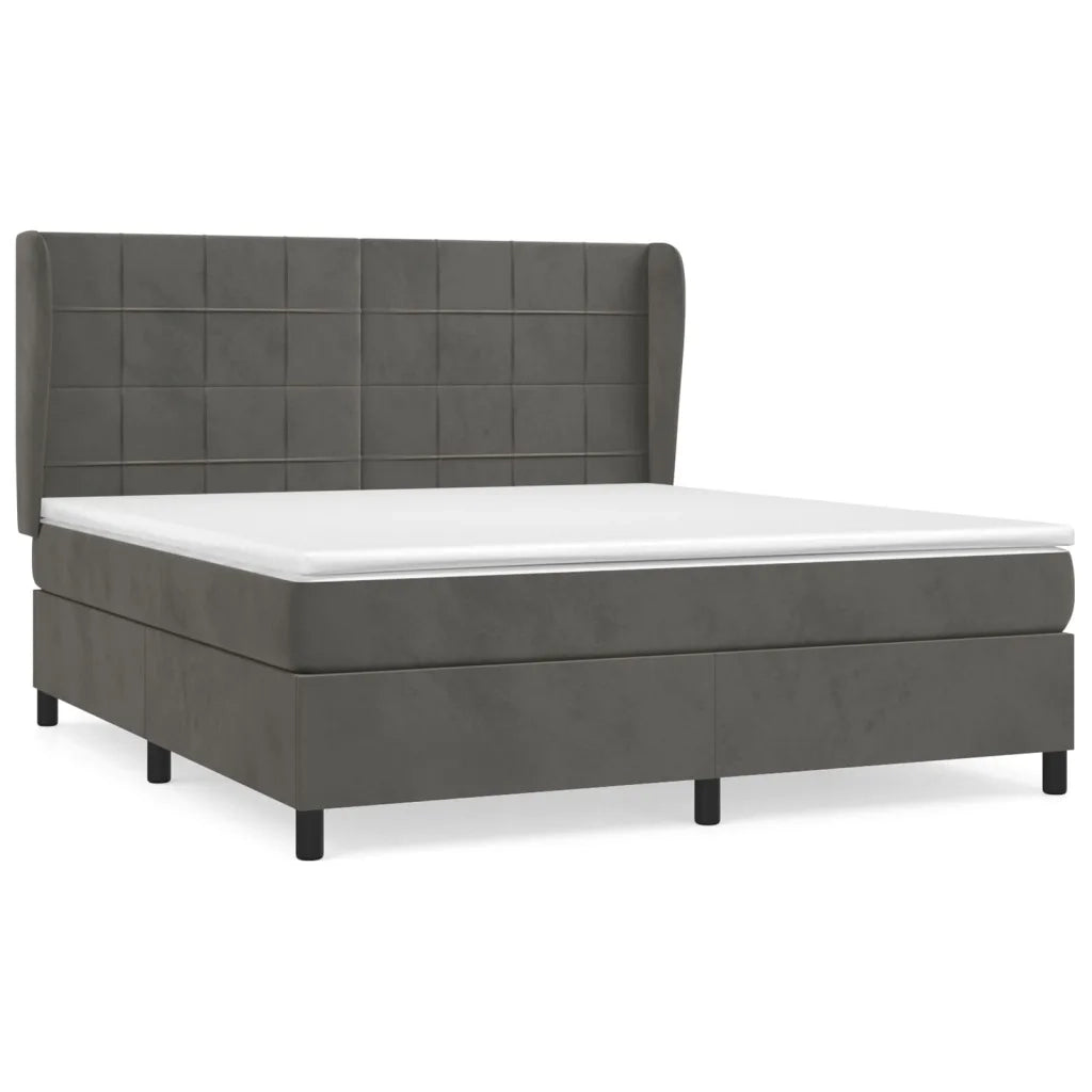 Giroletto a Molle con Materasso Grigio Scuro 180x200 cm Velluto 3129226