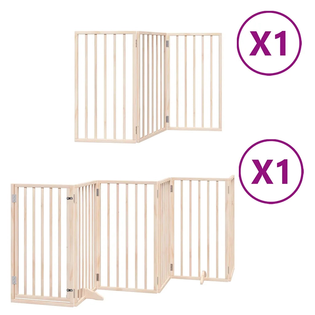Cancello per Cani con Porta Pieghevole 9 Pannelli 450 cm Pioppo CFW8603731