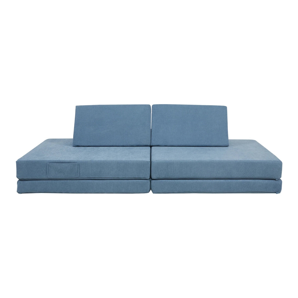 Set divano e poltrona da gioco in velluto a coste 5 pezzi 150 x 66 x 46 cm blu 03_0009146