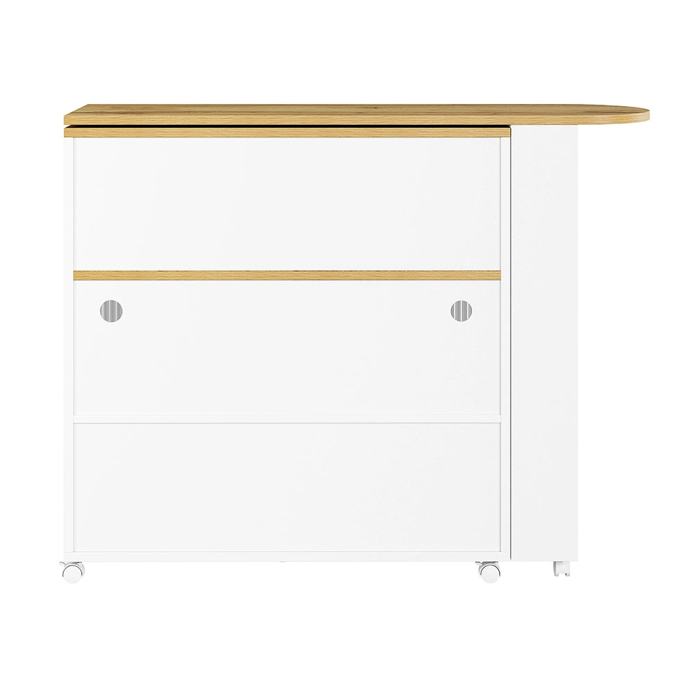 Buffet bar estensibile con LED - Xylo - Bianco con ripiani