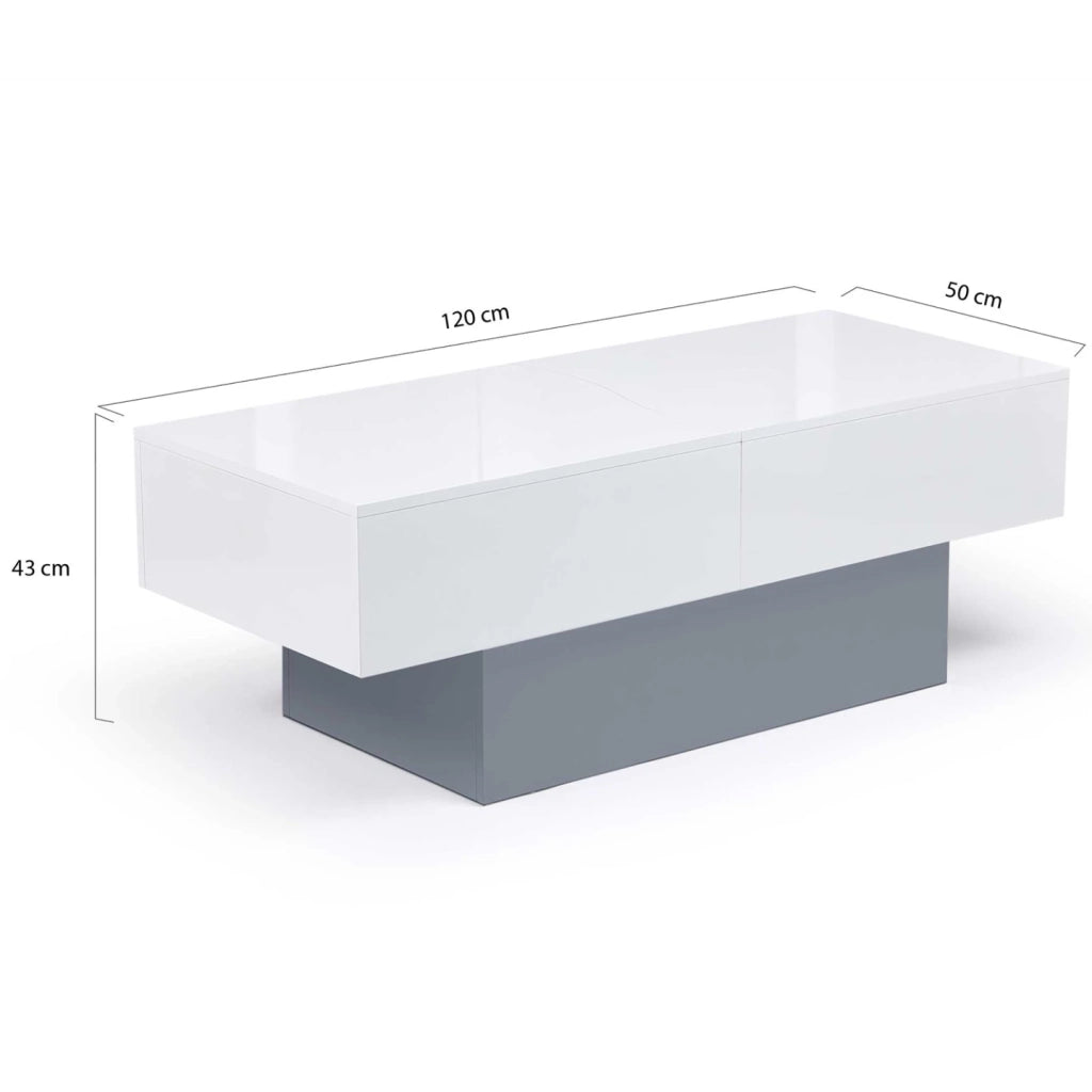 IDMarket - Tavolino scorrevole MARTA in legno grigio e piano bianco