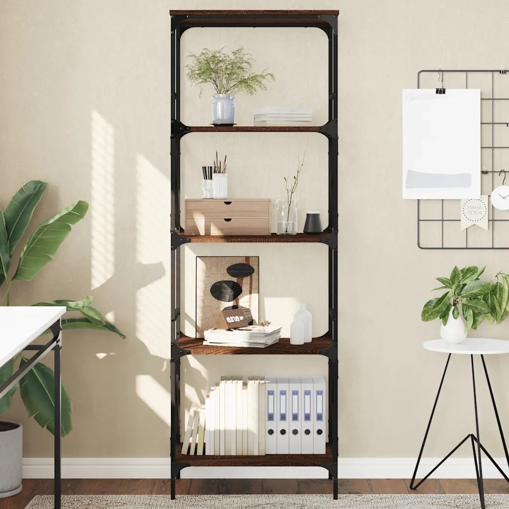 Libreria-Scaffale per Libri-Mobile di Stoccaggio Rovere Marrone 5 Ripiani 59x35x171cm Legno Multistrato