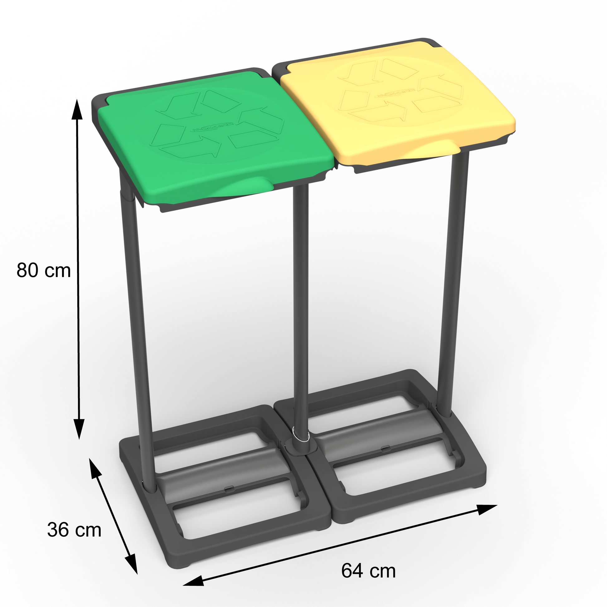 Portasacco-Portarifiuti Bis per raccolta differenziata 64x36xH80 cm