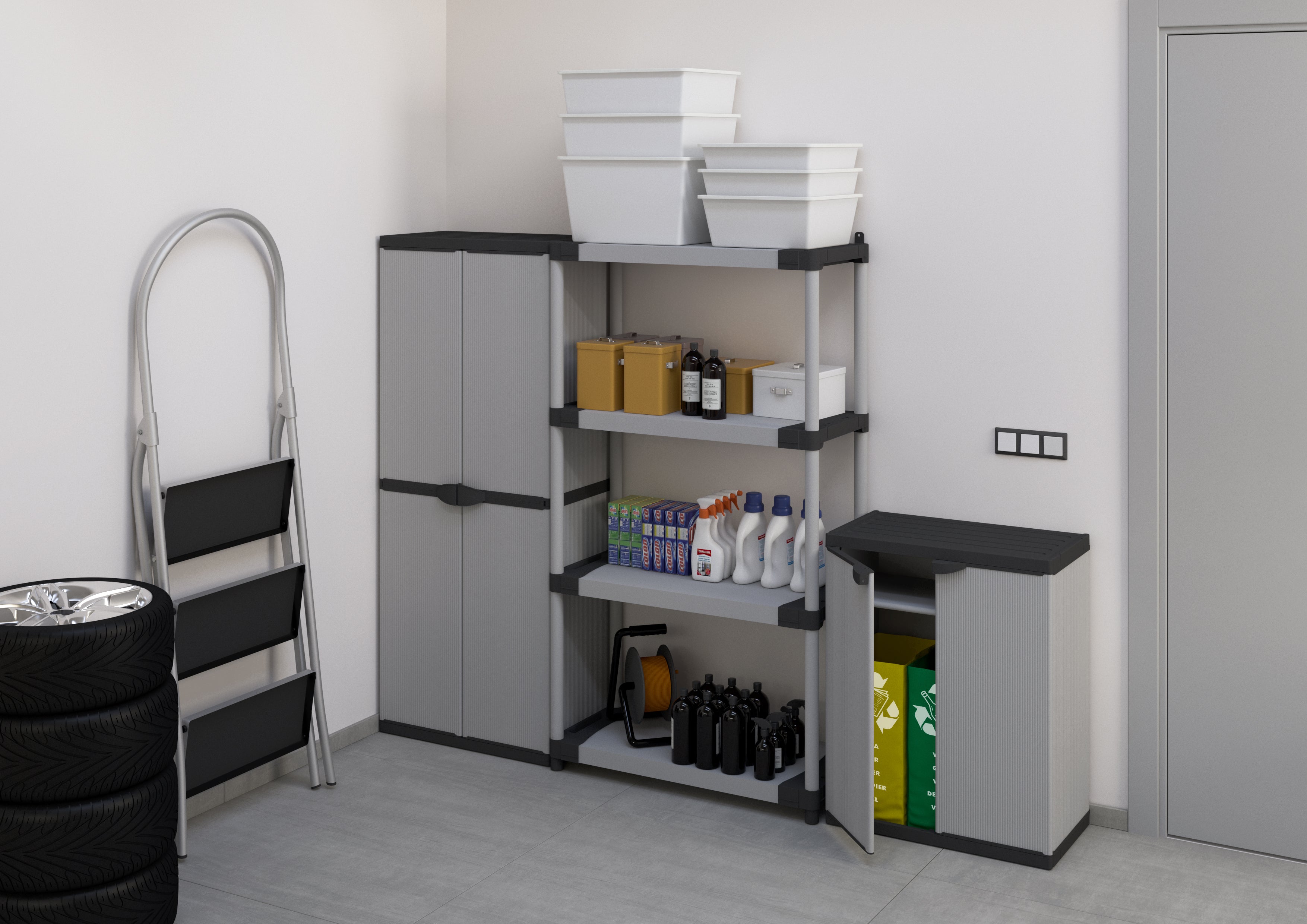 Armadietto per la raccolta differenziata (interno/esterno) 68x40xH85 cm