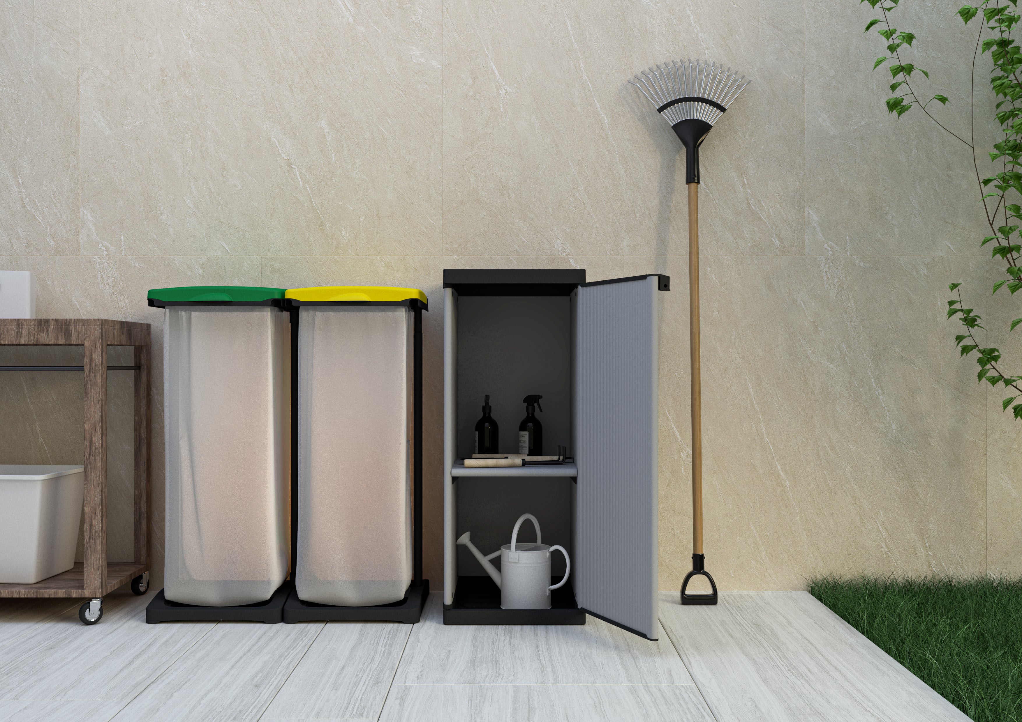 Armadio in resina 1 anta con ripiano regolabili (interno/esterno) 34x40xH85 cm