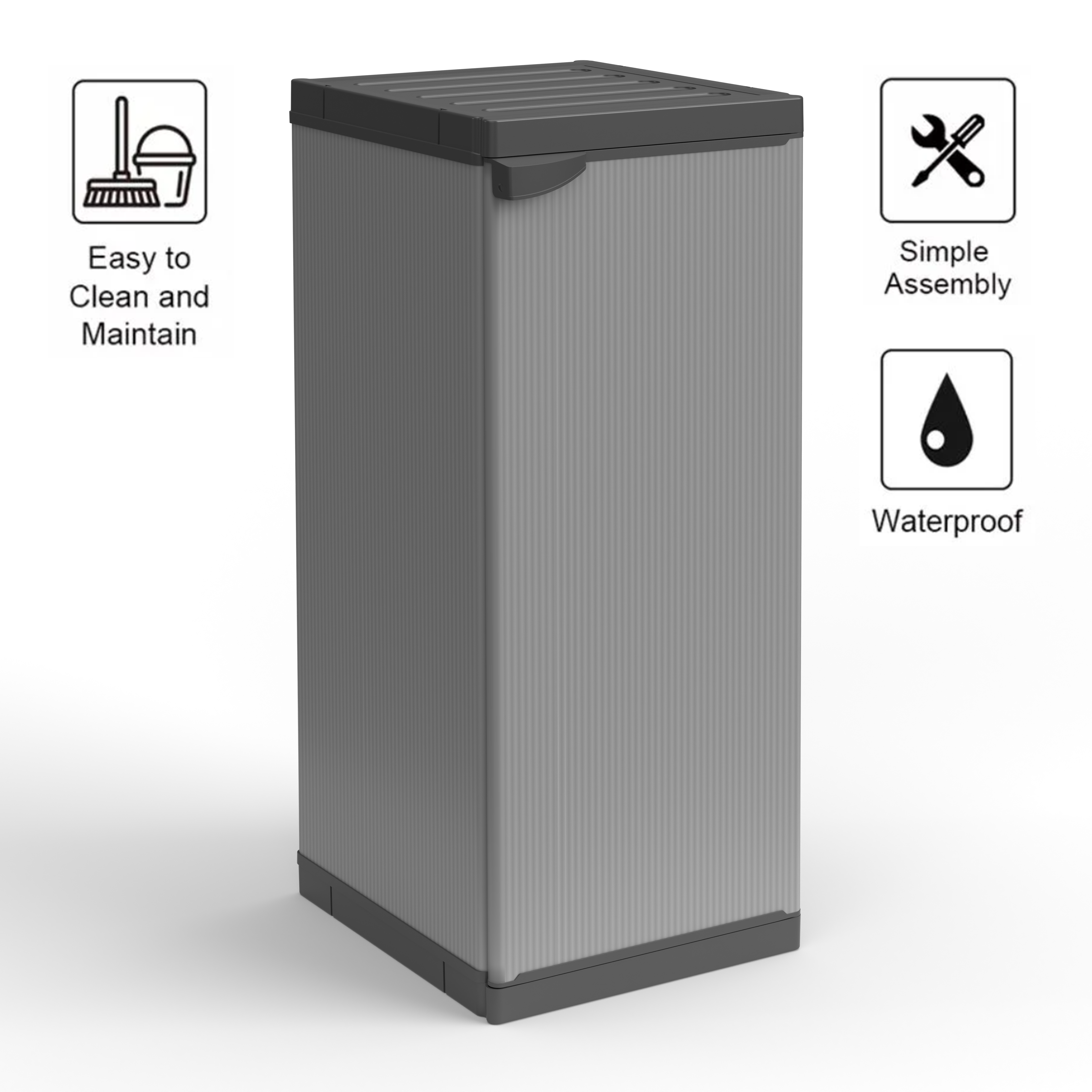 Armadio in resina 1 anta con ripiano regolabili (interno/esterno) 34x40xH85 cm