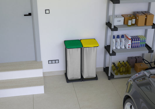 Portasacco-Portarifiuti Bis per raccolta differenziata 64x36xH80 cm