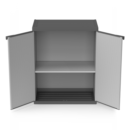 Armadio basso in resina con ripiani 2 ante, (interno/esterno) 68x40xH85 cm