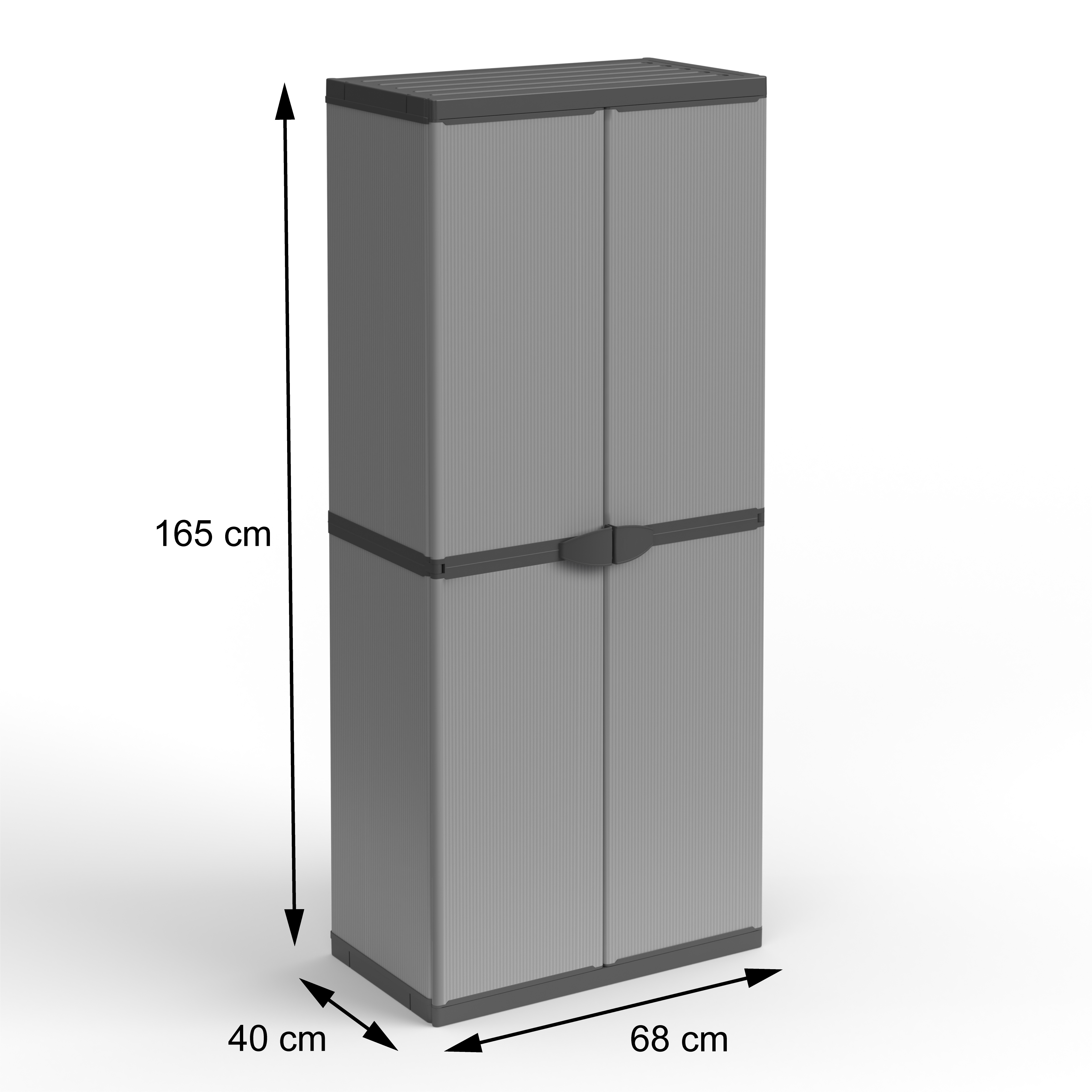 Armadio in resina con ripiani 2 ante, (interno/esterno) 68x40xH165 cm
