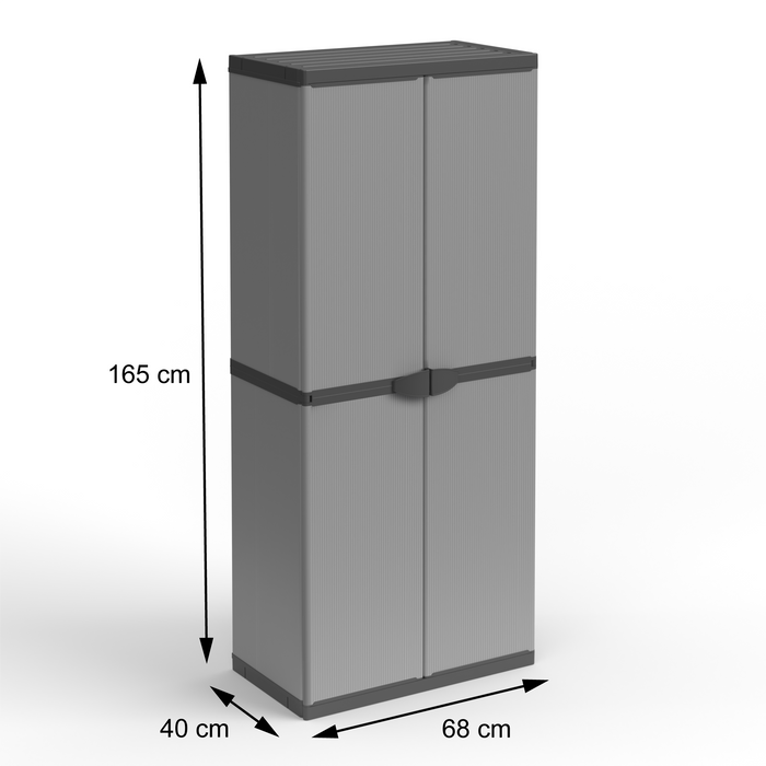 Armadio in resina con ripiani 2 ante, (interno/esterno) 68x40xH165 cm