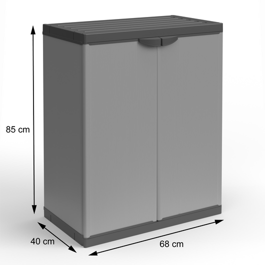 Armadio basso in resina con ripiani 2 ante, (interno/esterno) 68x40xH85 cm