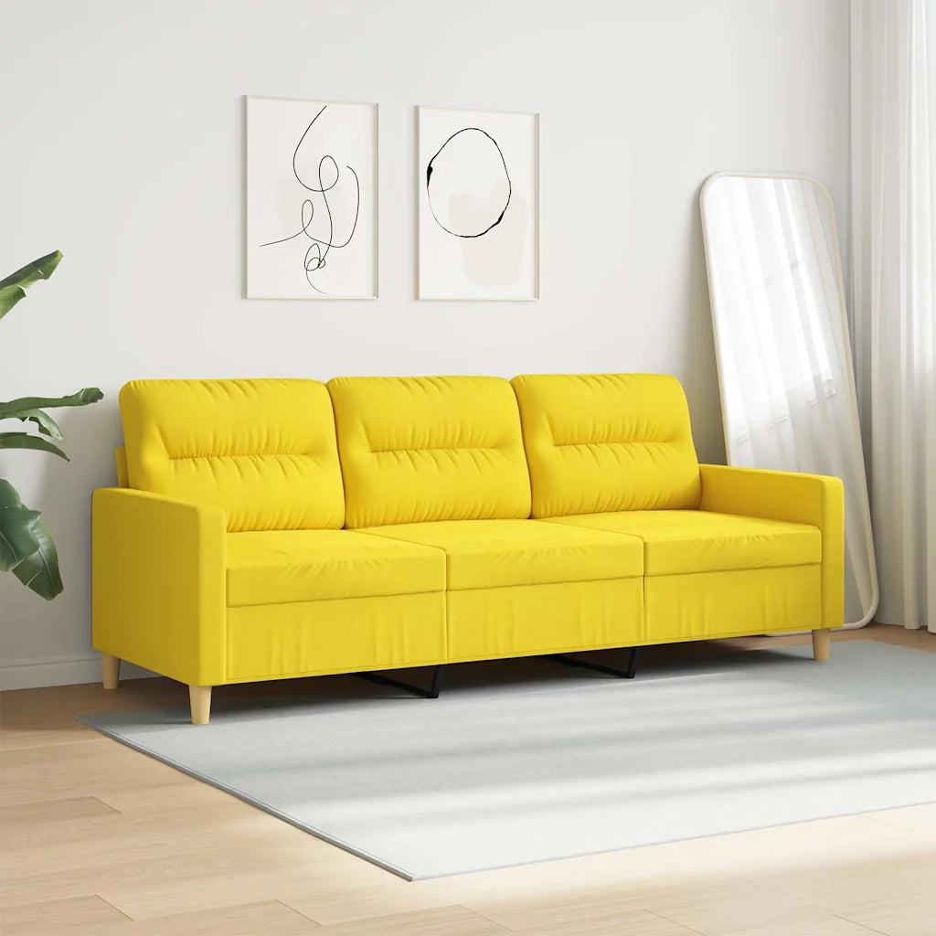 Divano a 3 Posti Giallo Chiaro 180 cm in Tessuto 359248