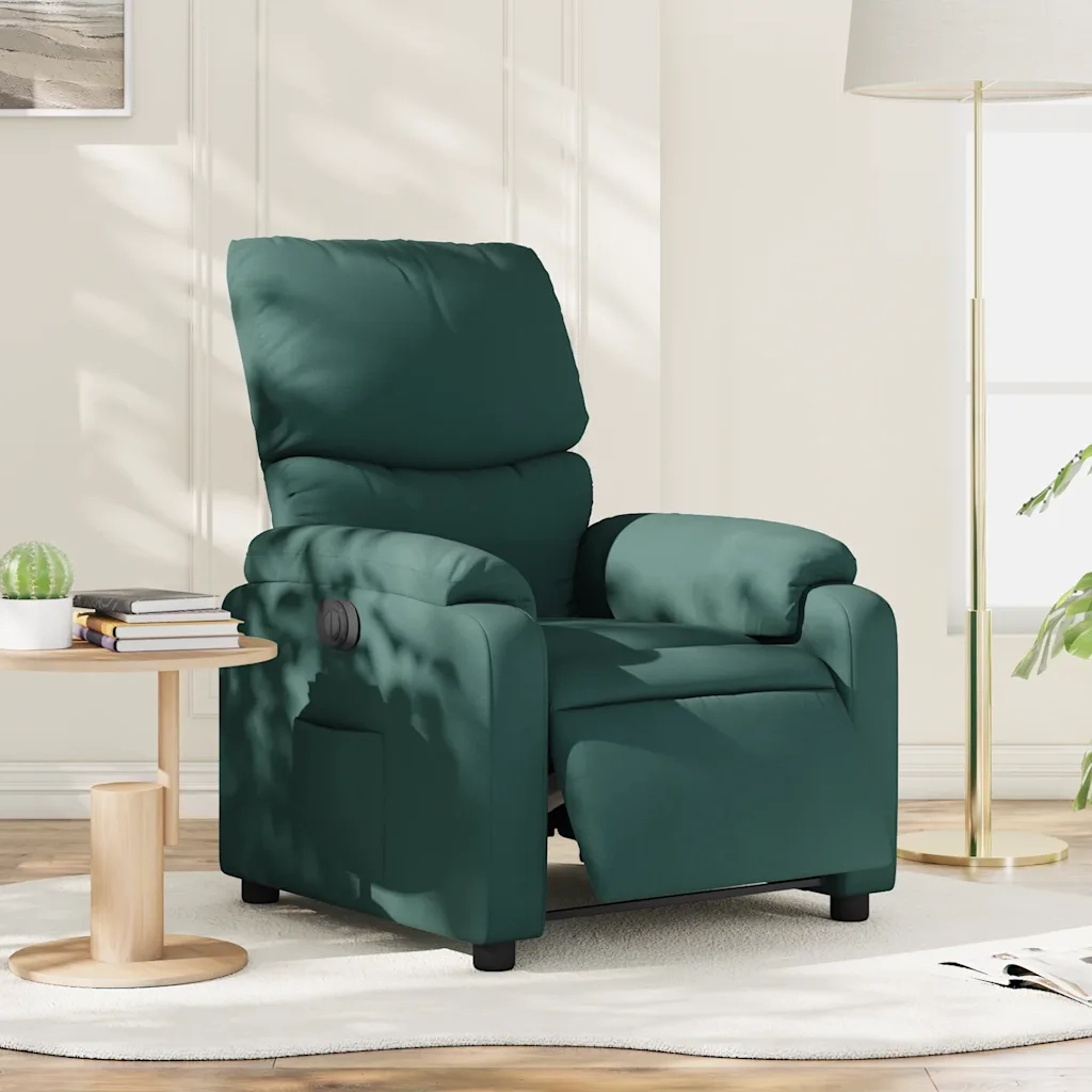Poltrona | Sedia Relax Elettrica Reclinabile Verde Scuro in Tessuto