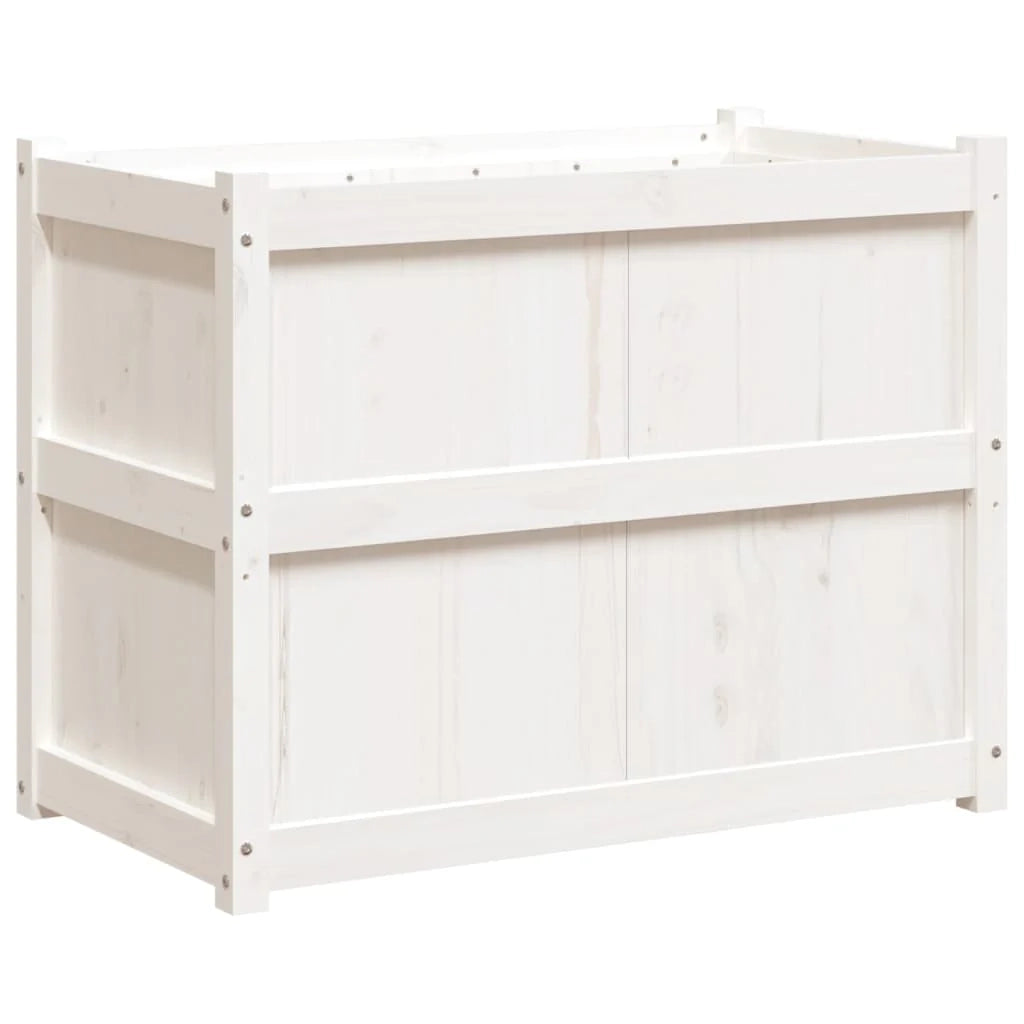 Fioriera rialzata per piante e fiori terrazza/giardino 90 x 50 x 70 cm legno di pino massiccio bianco 02_0038005