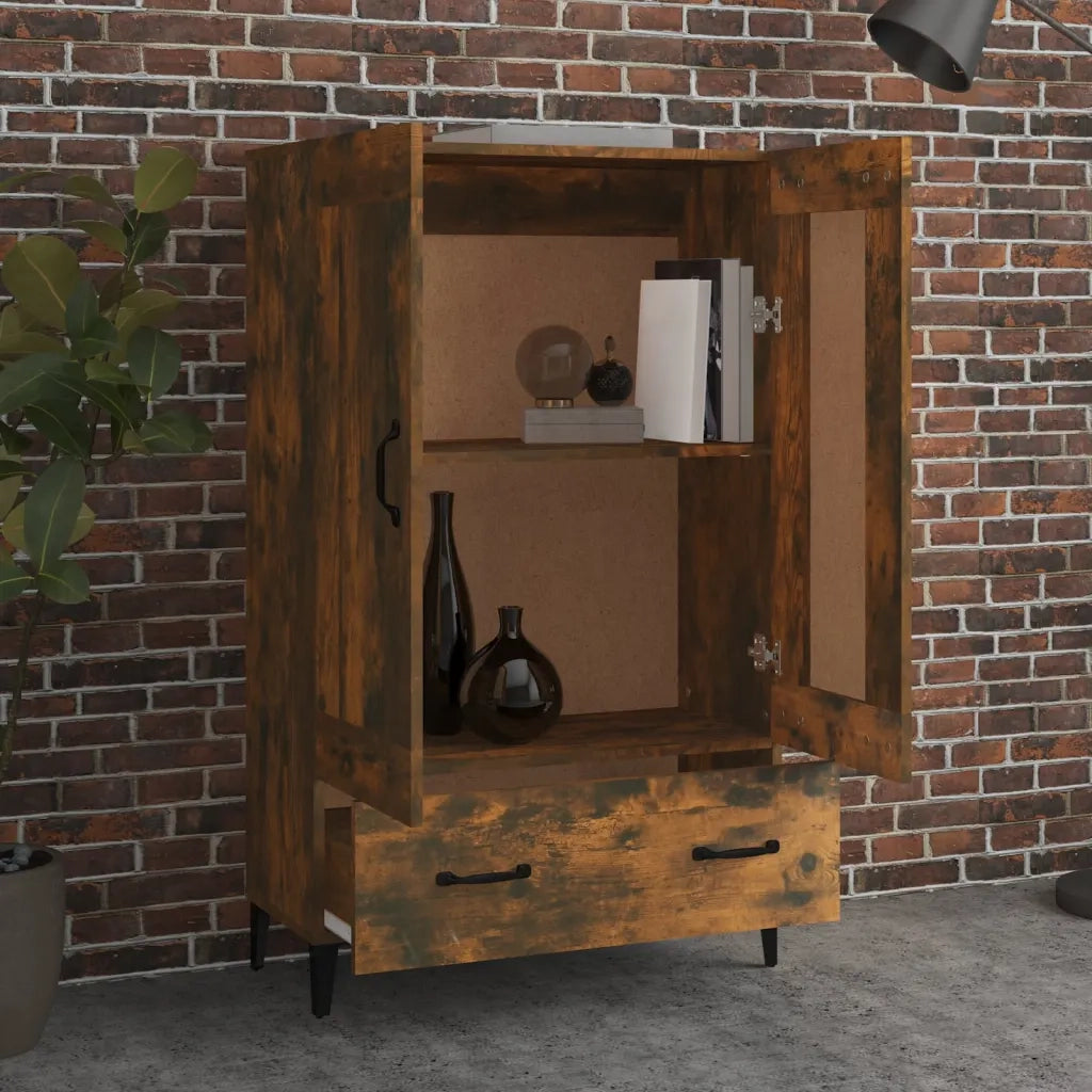 Credenza Rovere Fumo 70x31x115 cm in Legno Multistrato 817486