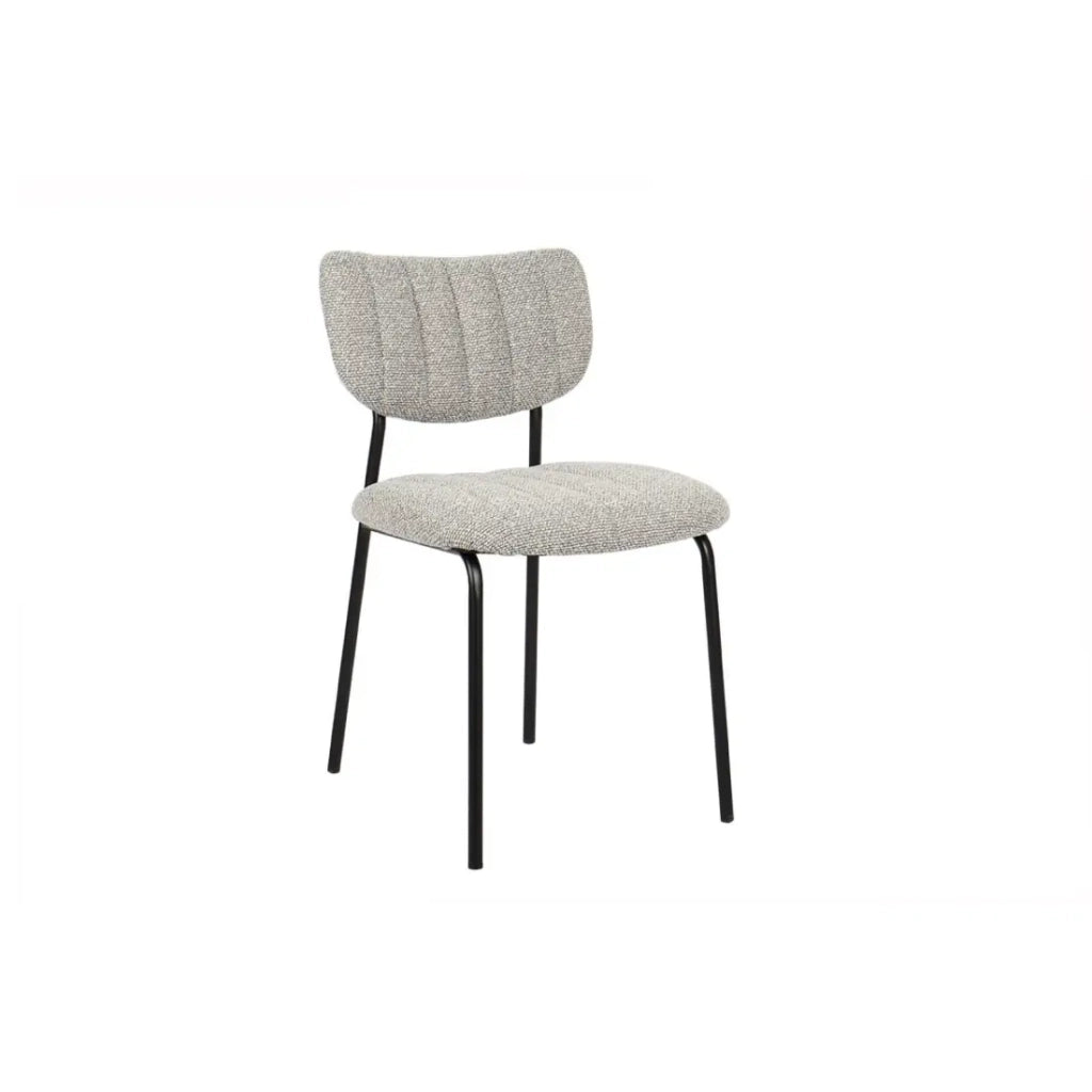 Set di 2 sedie NORAYA – Tessuto grigio chiaro – Gambe in metallo – Design compatto – Eleganza moderna e minimalista
