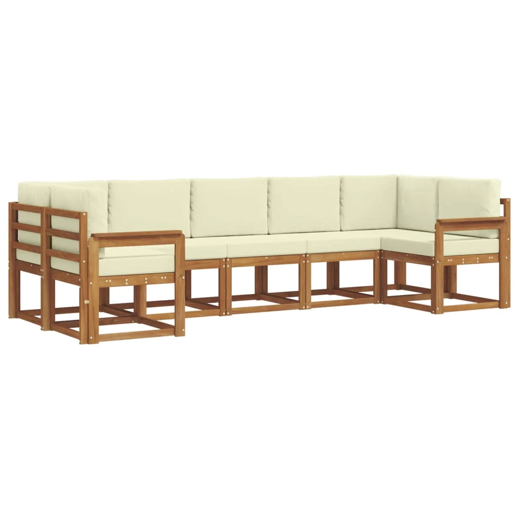 Set di divani da esterno con cuscino 7 pcs Naturale e Crema