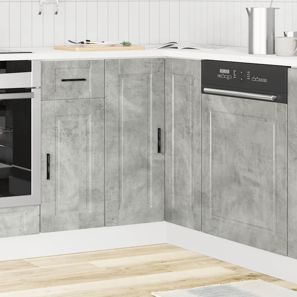Base ad Angolo Cucina-Mobile Angolare da Cucina Porto Grigio Cemento in Legno Multistrato