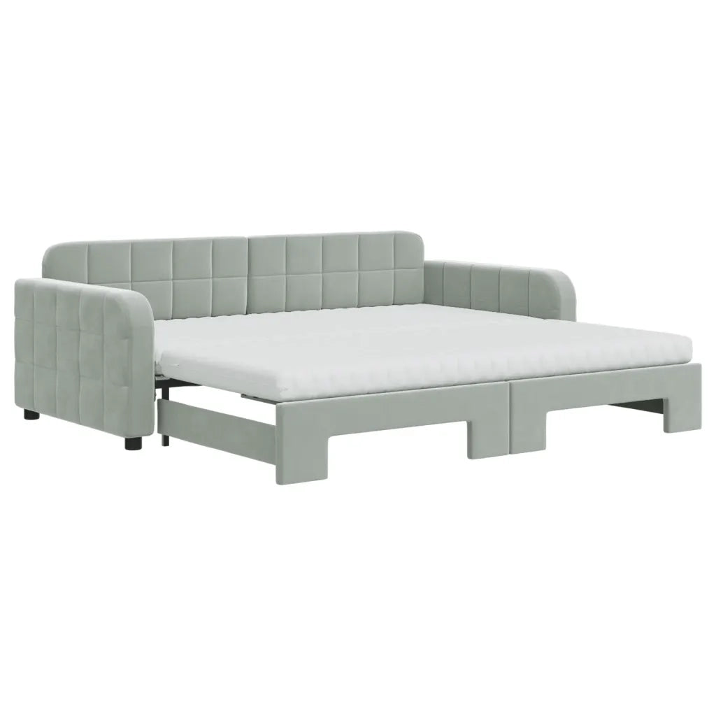 Divano Letto Estraibile Materassi Grigio Chiaro 90x190 Velluto 3196966