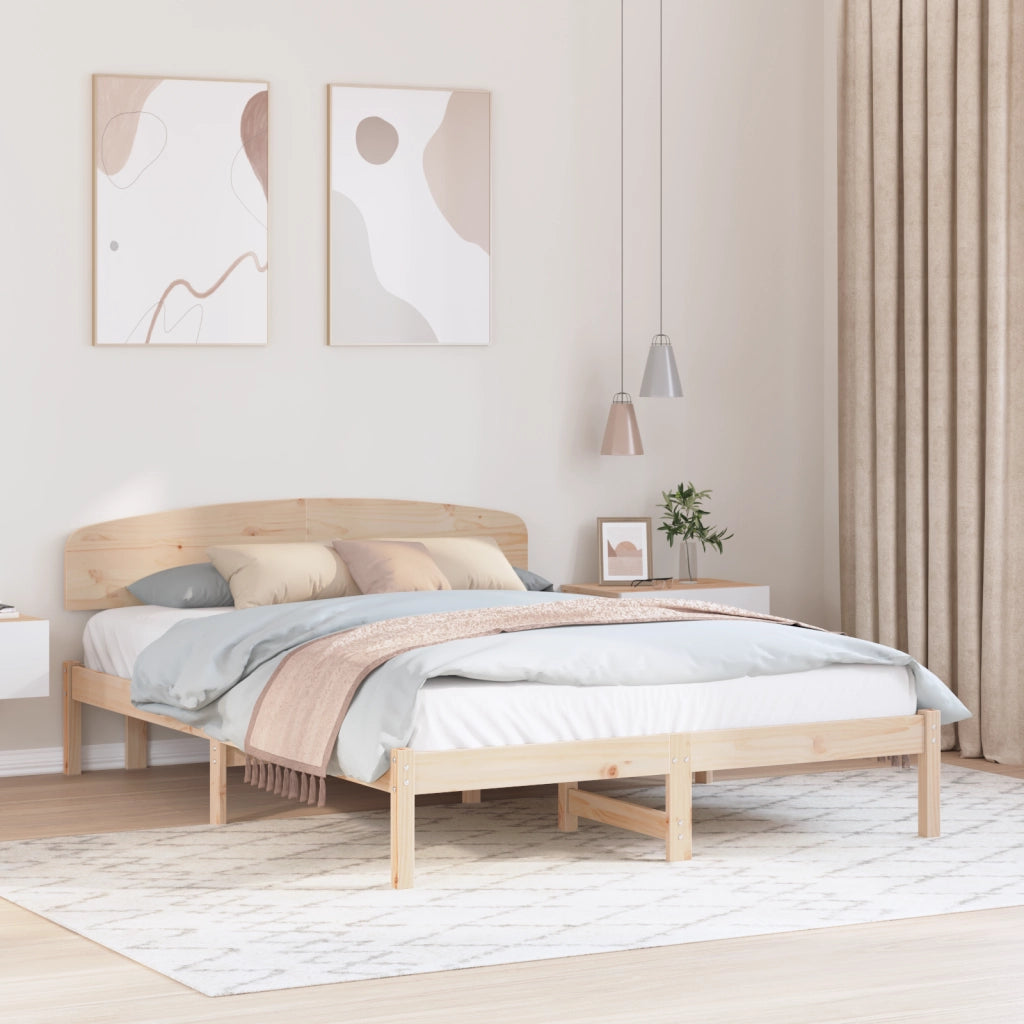 Struttura Letto con Testiera 160x200 cm Legno Massello di Pino